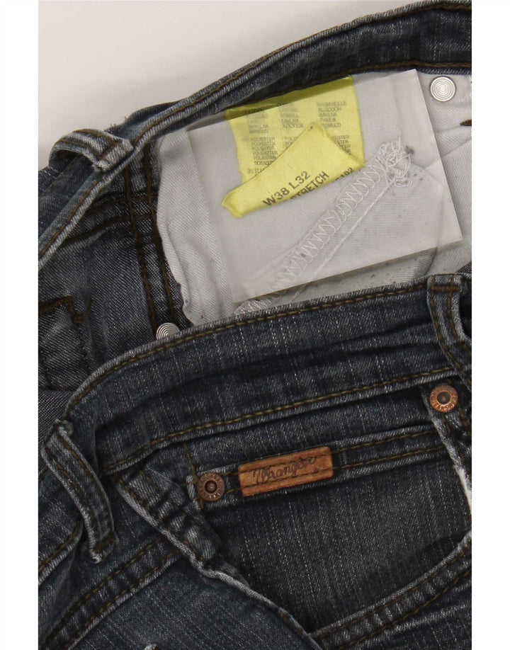 Wrangler Mens Straight Jeans W38 L32 Navy Blue Cotton