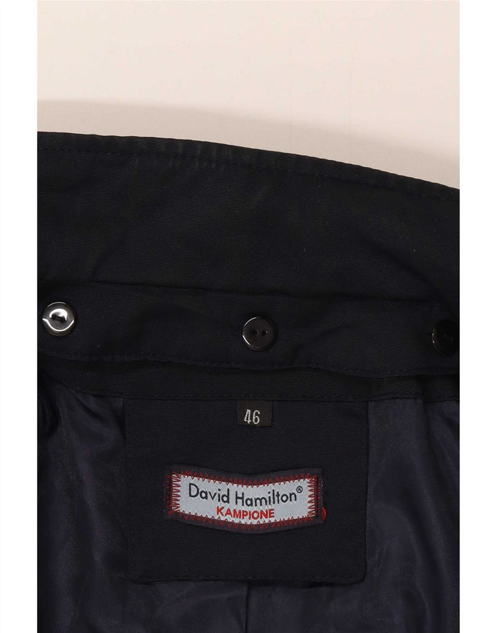David Hamilton Mens Kampione Overcoat IT 46 Small Navy Blue Polyester