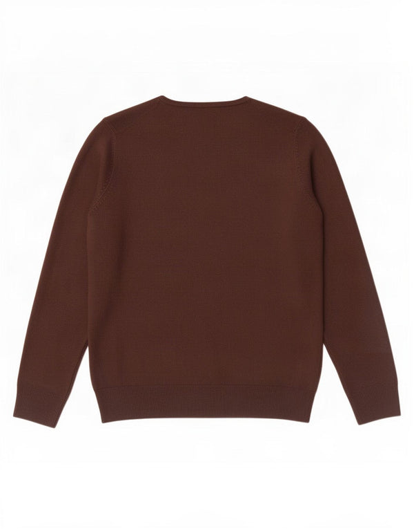 Marks & Spencer Womens V-Neck Jumper Sweater UK 14 Medium Brown Acrylic