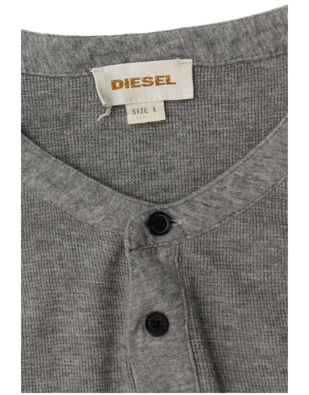 Diesel Mens Graphic Top Long Sleeve Large Grey Cotton