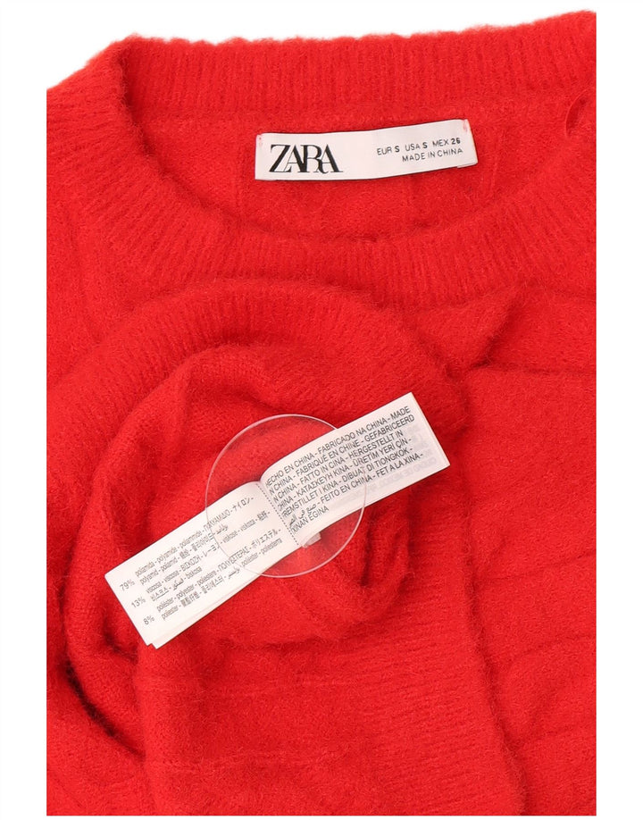 Zara Womens Crop Vest Tank Top UK 10 Small Red Polyamide