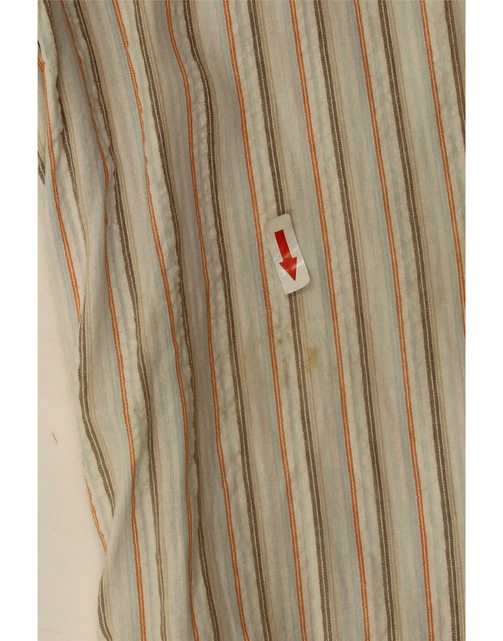 Kappa Mens Short Sleeve Shirt XL White Striped Cotton