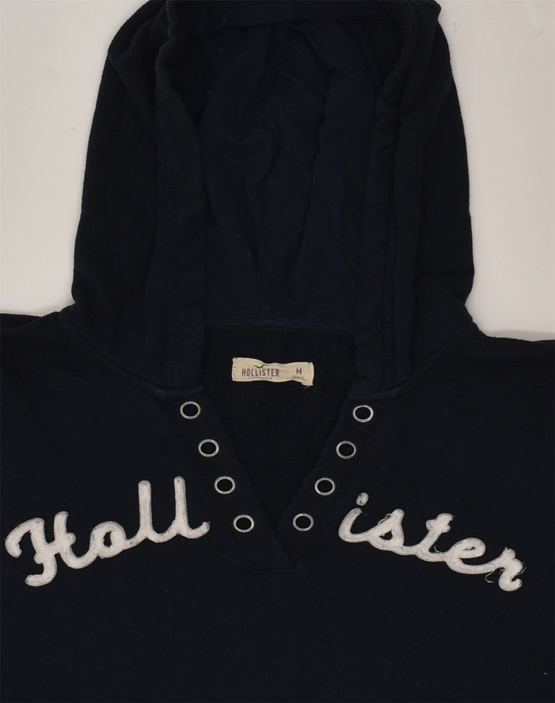 HOLLISTER Womens Graphic Hoodie Jumper UK 12 Medium Navy Blue Cotton | Vintage Hollister | Thrift | Second-Hand Hollister | Used Clothing | Messina Hembry 