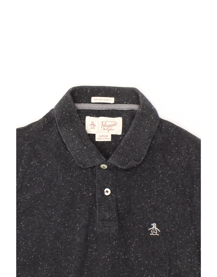 PENGUIN Mens Heritage Slim Fit Polo Shirt Small Black Flecked Vintage Penguin and Second-Hand Penguin from Messina Hembry 