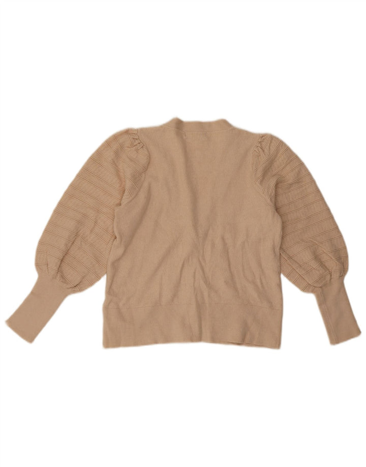 Marks & Spencer Womens Crop Cardigan Sweater UK 12 Medium Beige Viscose