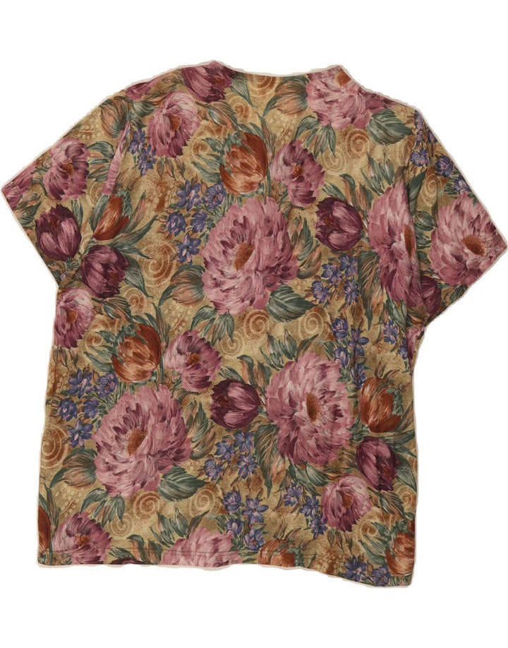 VINTAGE Womens Blouse Top UK 18 XL Multicoloured Floral Rayon Vintage Vintage and Second-Hand Vintage from Messina Hembry 