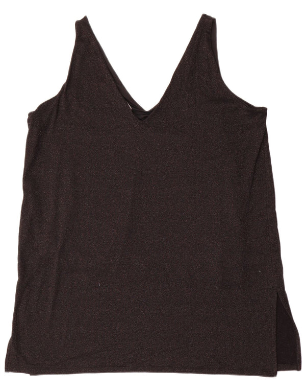 Marks & Spencer Womens Sleeveless Blouse Top UK 20 2XL Black Viscose