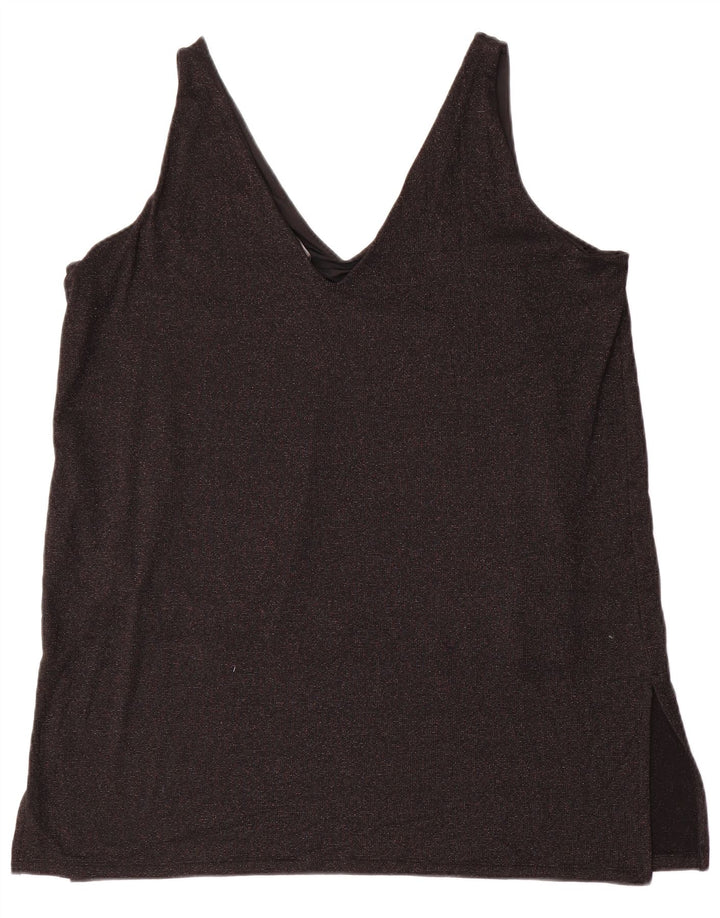 Marks & Spencer Womens Sleeveless Blouse Top UK 20 2XL Black Viscose