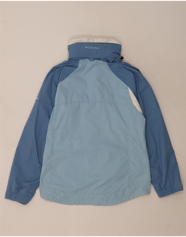 Columbia Womens Hooded Oversized Rain Jacket UK 10 Small Blue Colourblock