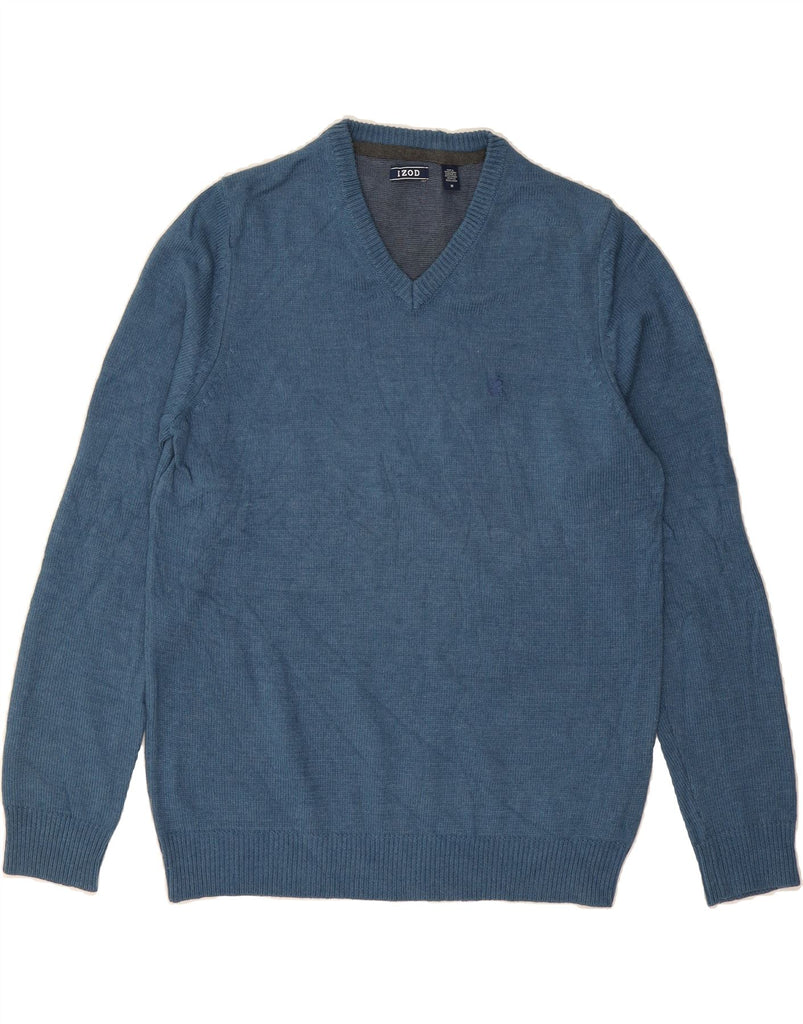 IZOD Mens V-Neck Jumper Sweater Medium Blue Cotton Vintage Izod and Second-Hand Izod from Messina Hembry 