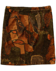 VINTAGE Womens Abstract Pattern Straight Skirt W36 XL Khaki