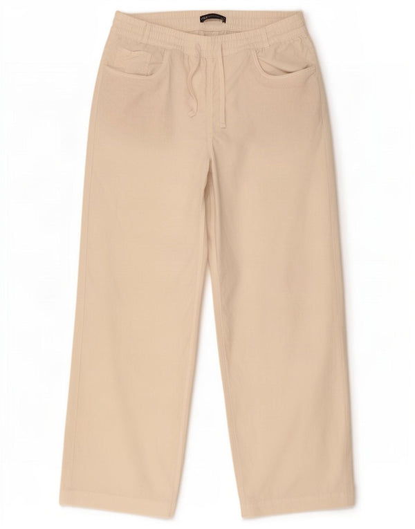 Marks & Spencer Womens Straight Trousers UK 14 Large W34 L29 White Linen