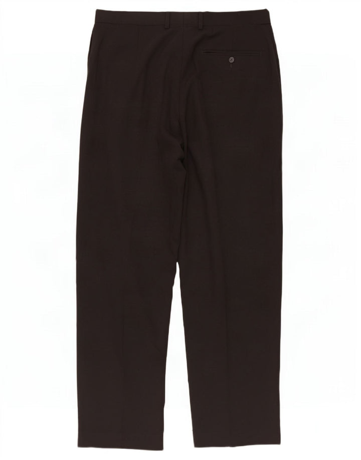 Marks & Spencer Mens Pegged Suit Trousers W34 L31 Black Polyester