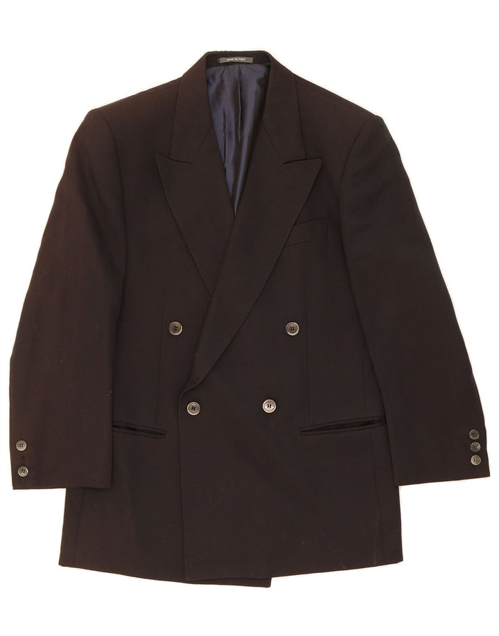 VINTAGE Mens Double Breasted Blazer Jacket UK 38 Medium Black
