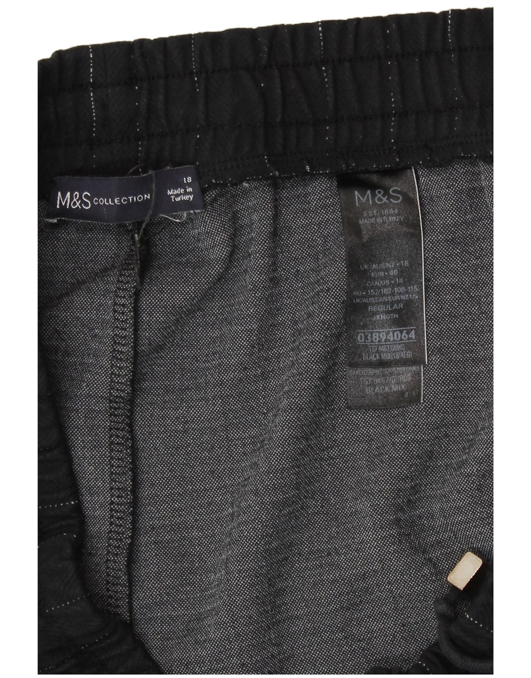 Marks & Spencer Womens Cropped Trousers UK 18 XL W38 L26 Black Striped