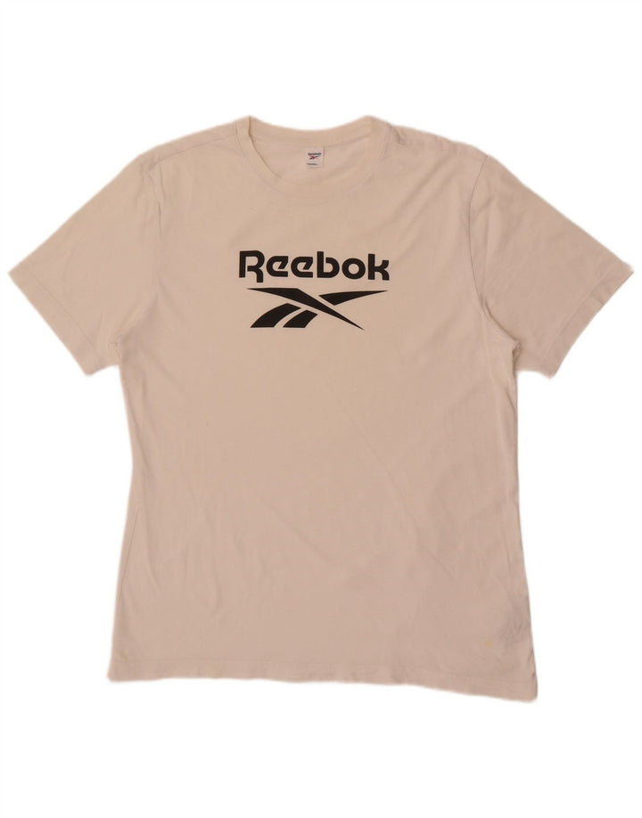 Reebok Mens Graphic T-Shirt Top Medium White Cotton