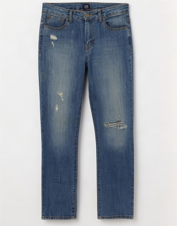 Gap Girls Girlfriend Distressed Straight Jeans 13-14 Years W28 L26 Blue