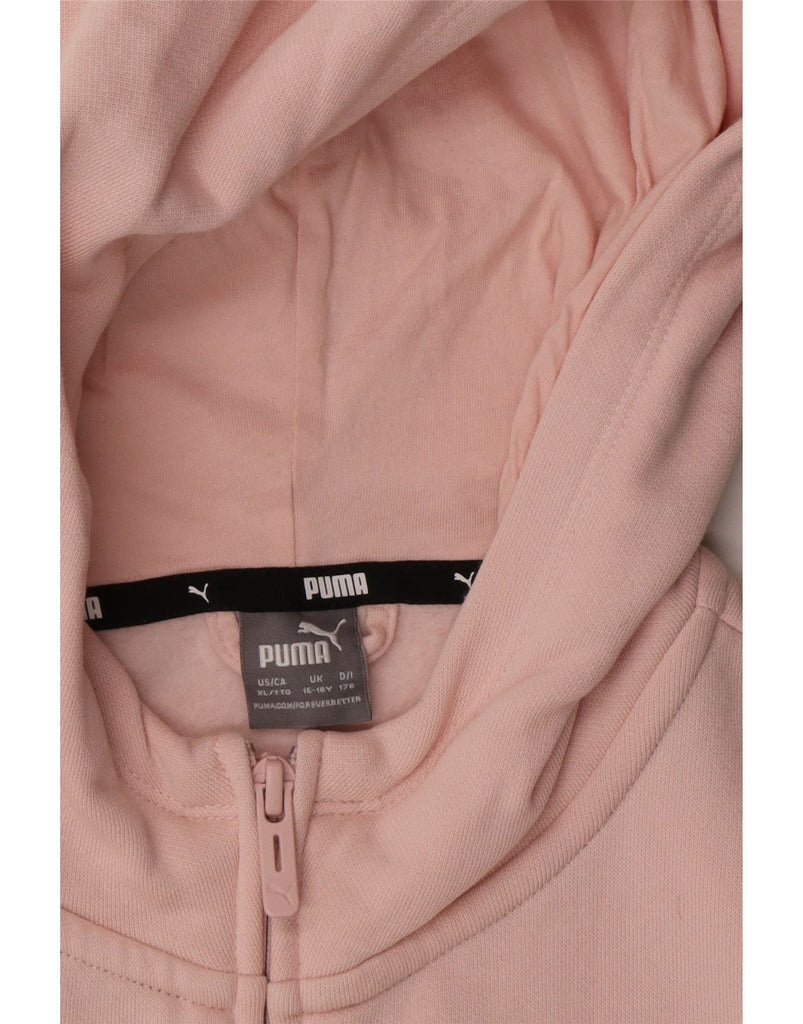 PUMA Girls Zip Hoodie Sweater 15-16 Years  Pink Colourblock Cotton Vintage Puma and Second-Hand Puma from Messina Hembry 