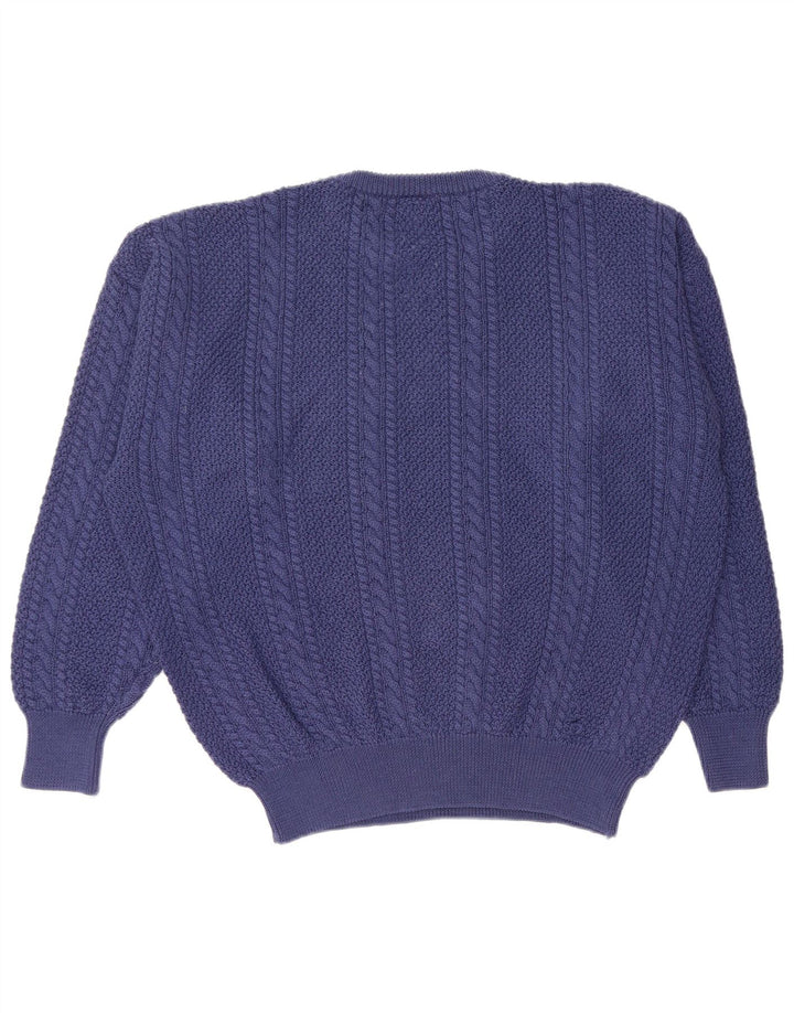 VINTAGE Mens Crew Neck Jumper Sweater XL Navy Blue Virgin Wool