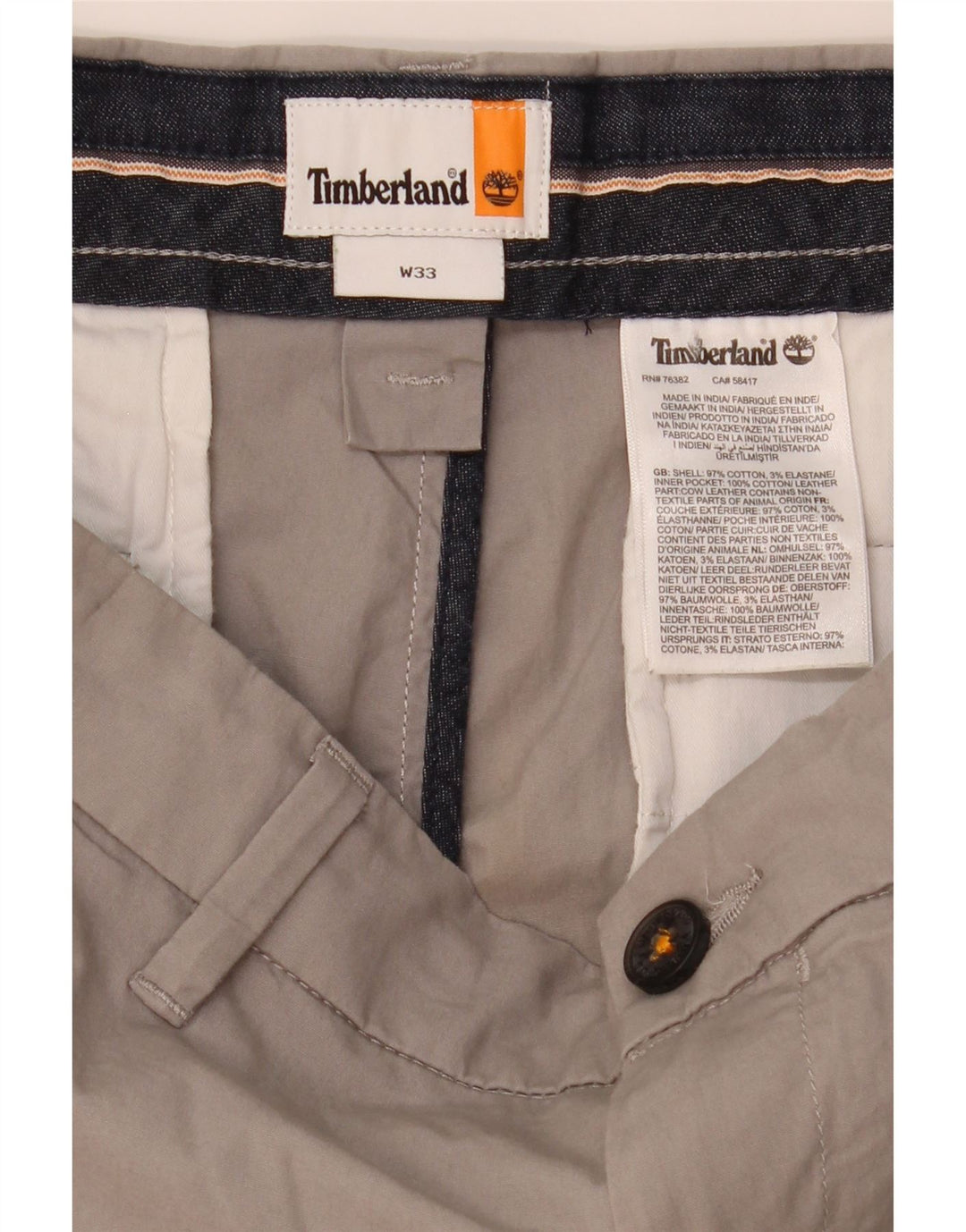 TIMBERLAND Mens Chino Shorts W33 Medium Grey Cotton