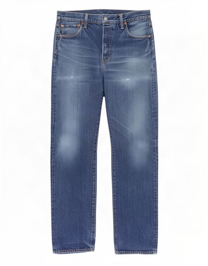 Levi's Mens Distressed Straight Jeans W34 L34 Blue Cotton