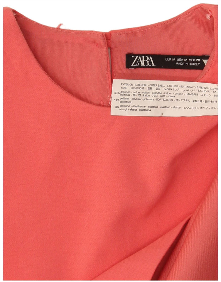 Zara Womens Sleeveless Crop Top UK 12 Medium Pink Cotton