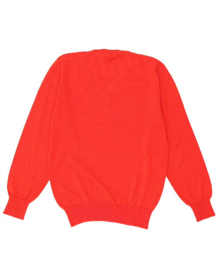 Ted Lapidus Mens V-Neck Jumper Sweater IT 46 Small Red Merino Wool