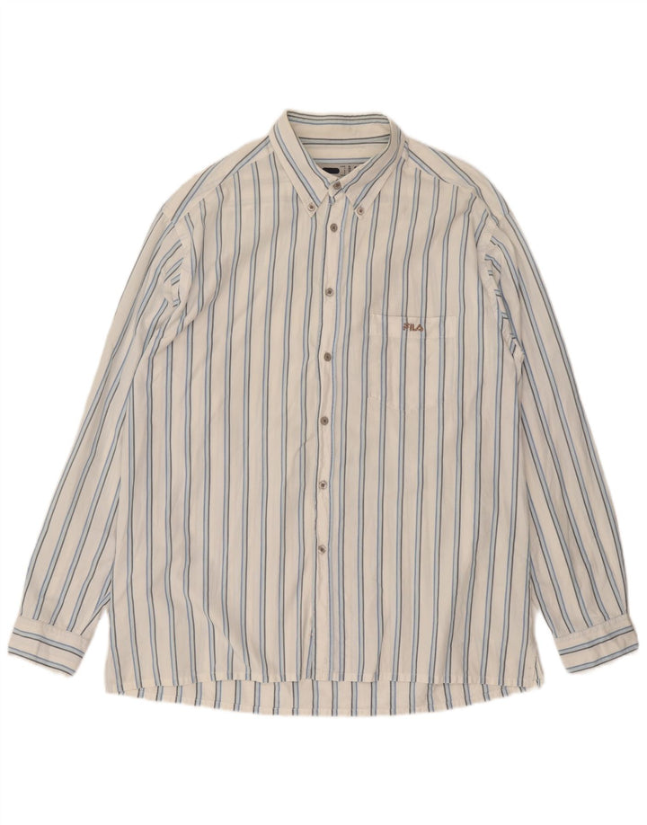 Fila Mens Shirt XL White Striped Cotton