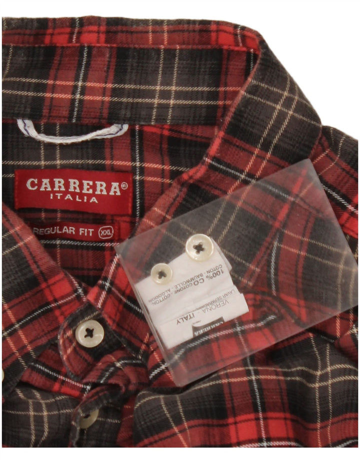 CARRERA Mens Regular Fit Flannel Shirt 2XL Red Check Cotton