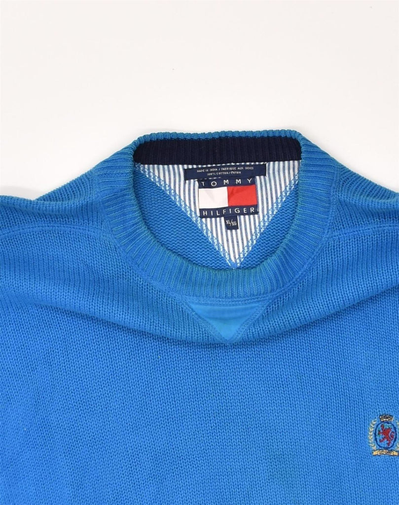 TOMMY HILFIGER Mens Crew Neck Jumper Sweater XL Blue Cotton | Vintage Tommy Hilfiger | Thrift | Second-Hand Tommy Hilfiger | Used Clothing | Messina Hembry 