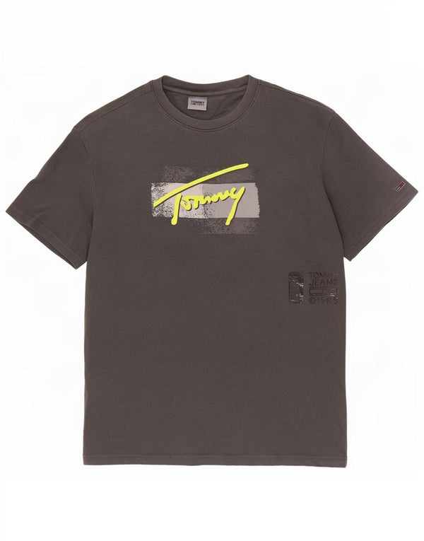 Tommy Hilfiger Mens Graphic T-Shirt Top Large Grey Cotton