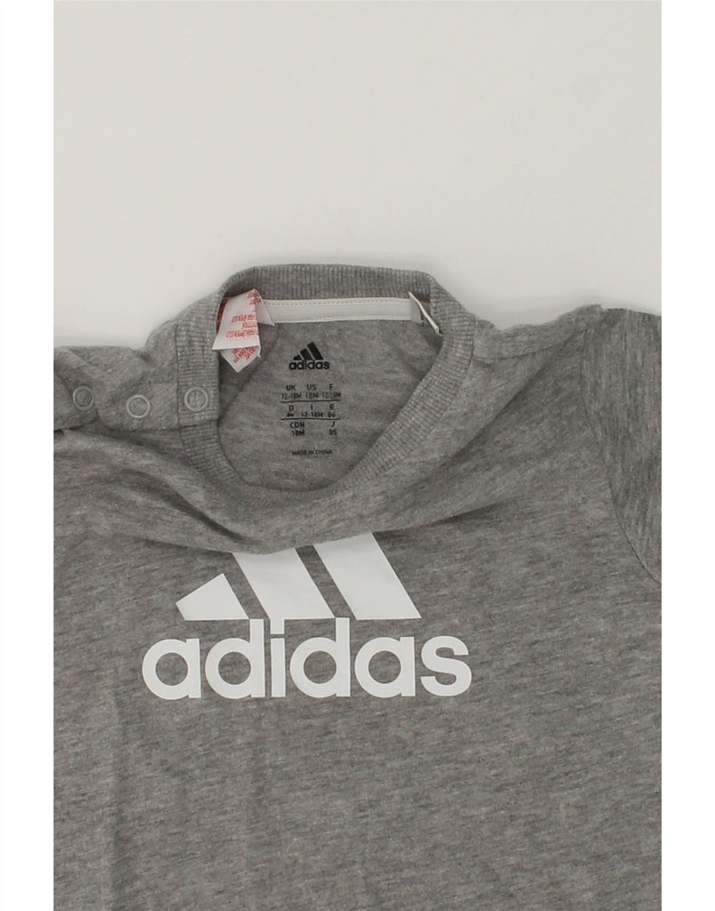 ADIDAS Baby Boys Graphic T-Shirt Top 12-18 Months Grey Cotton | Vintage Adidas | Thrift | Second-Hand Adidas | Used Clothing | Messina Hembry 