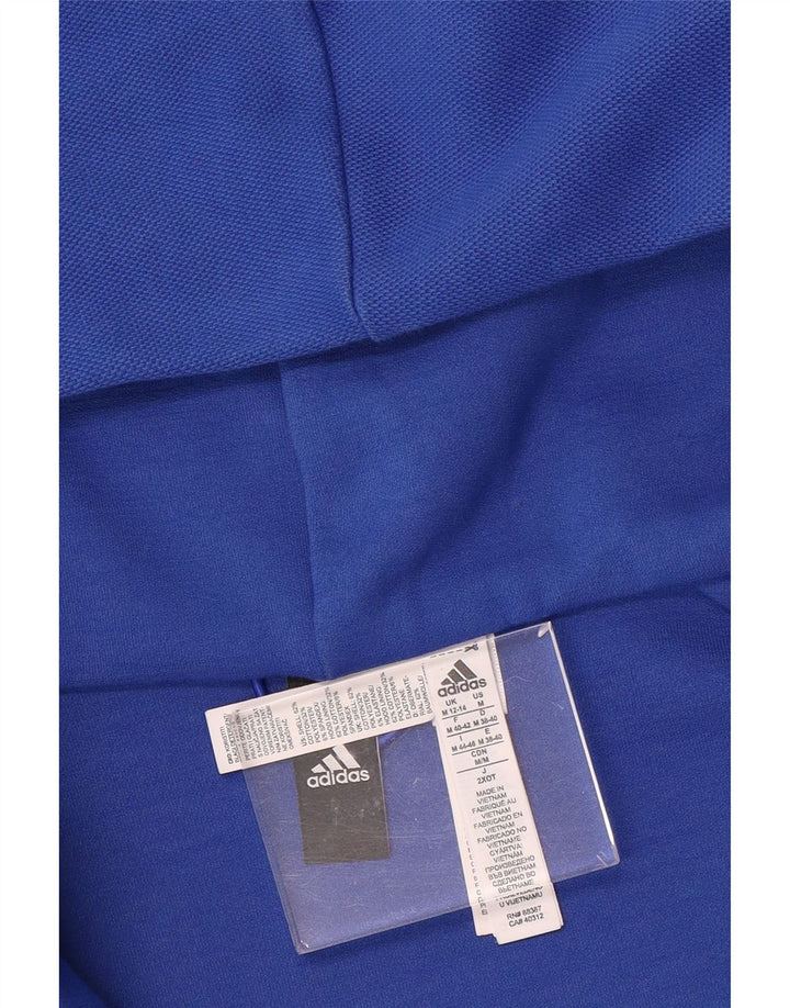 ADIDAS Womens Graphic Zip Hoodie Sweater UK 12/14 Medium Blue Cotton