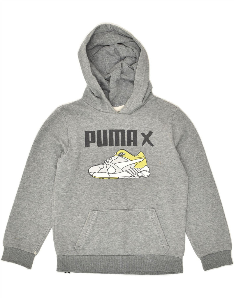 PUMA Boys Graphic Hoodie Jumper 9-10 Years Grey Cotton | Vintage Puma | Thrift | Second-Hand Puma | Used Clothing | Messina Hembry 