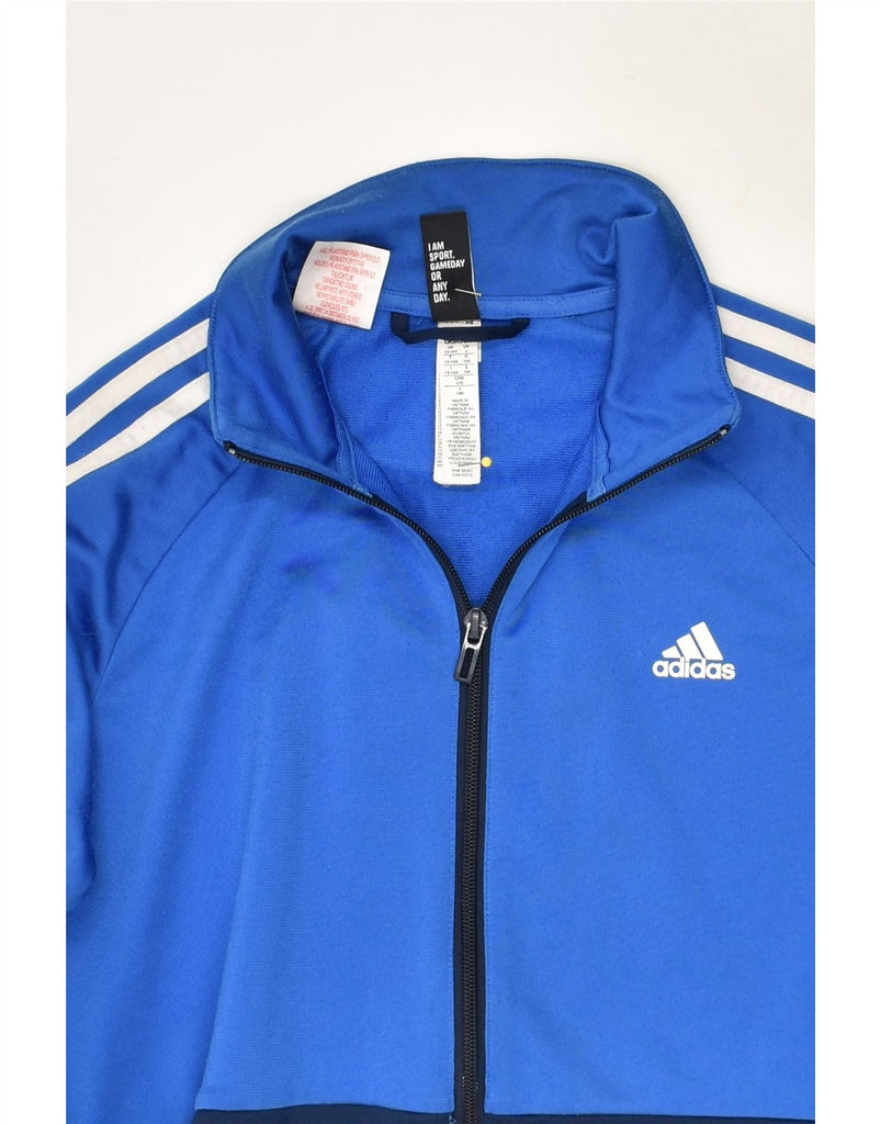 ADIDAS Boys Graphic Tracksuit Top Jacket 13-14 Years Blue Colourblock | Vintage Adidas | Thrift | Second-Hand Adidas | Used Clothing | Messina Hembry 