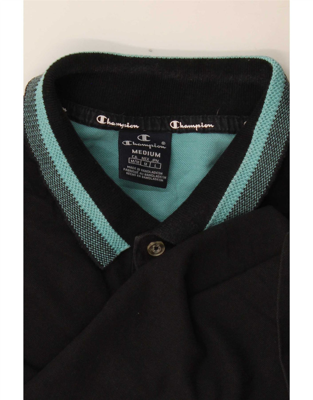 Champion Mens Polo Shirt Medium Black Striped