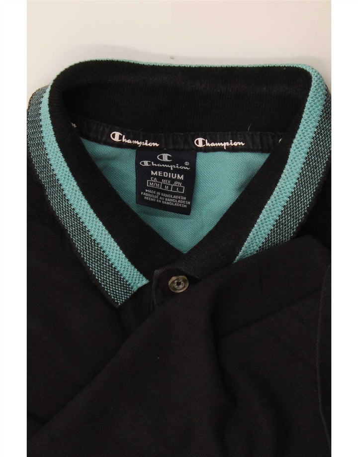 Champion Mens Polo Shirt Medium Black Striped