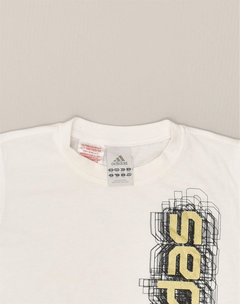 ADIDAS Boys Graphic T-Shirt Top 9-10 Years White Cotton | Vintage Adidas | Thrift | Second-Hand Adidas | Used Clothing | Messina Hembry 