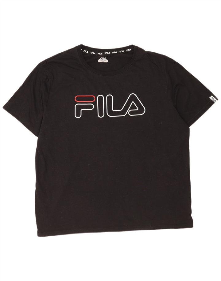 Fila Mens Graphic T-Shirt Top 3XL Black Cotton
