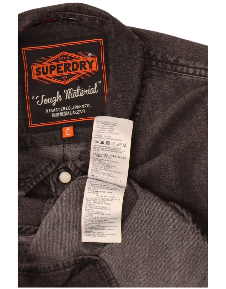 Superdry Mens Denim Shirt XL Grey Cotton