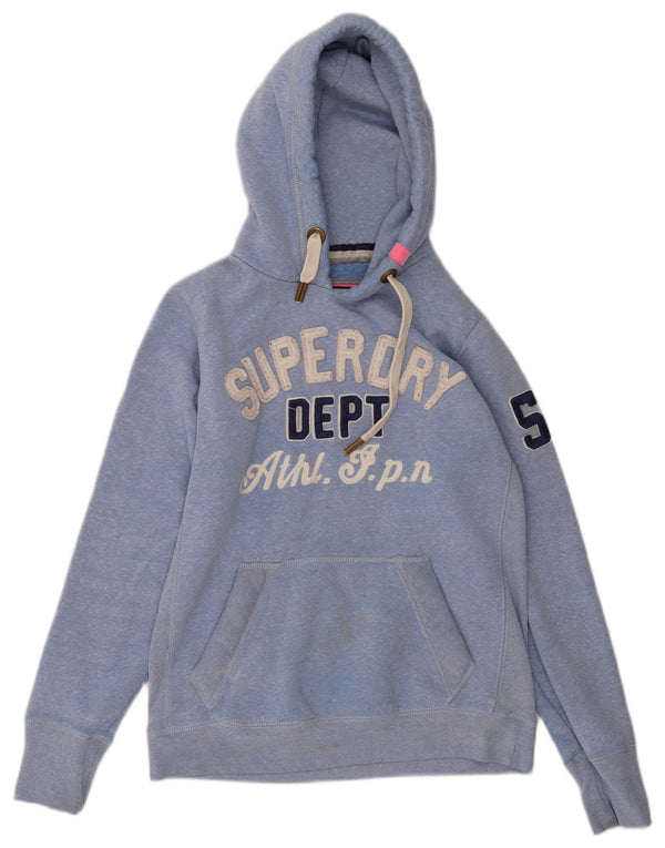 Superdry Womens Graphic Hoodie Jumper UK 14 Large Blue Flecked Cotton