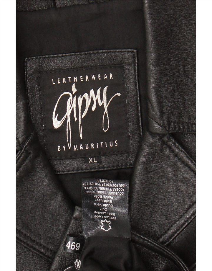 GIPSY BY MAURITIUS Mens Leather Jacket XL Black Leather