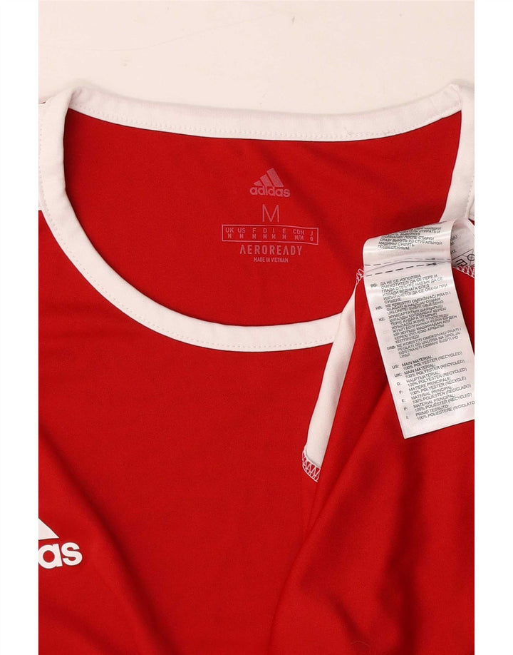 Adidas Mens Aeroready T-Shirt Top Medium Red Colourblock Polyester