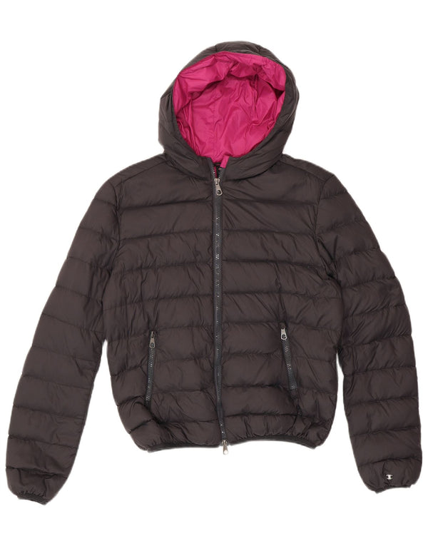 CHAMPION Girls Hooded Padded Jacket 13-14 Years Large Black Polyamide