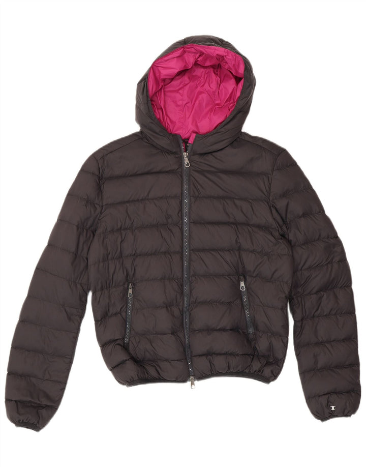CHAMPION Girls Hooded Padded Jacket 13-14 Years Large Black Polyamide