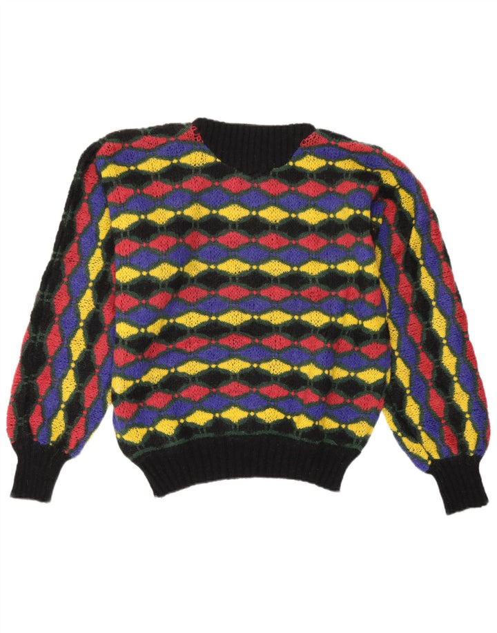 Vintage Womens Boat Neck Jumper Sweater IT 46 Large Multicoloured Geometric