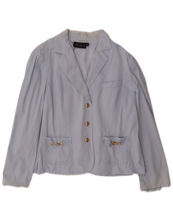 Luisa Spagnoli Womens 3 Button Blazer Jacket IT 48 XL Blue Cotton
