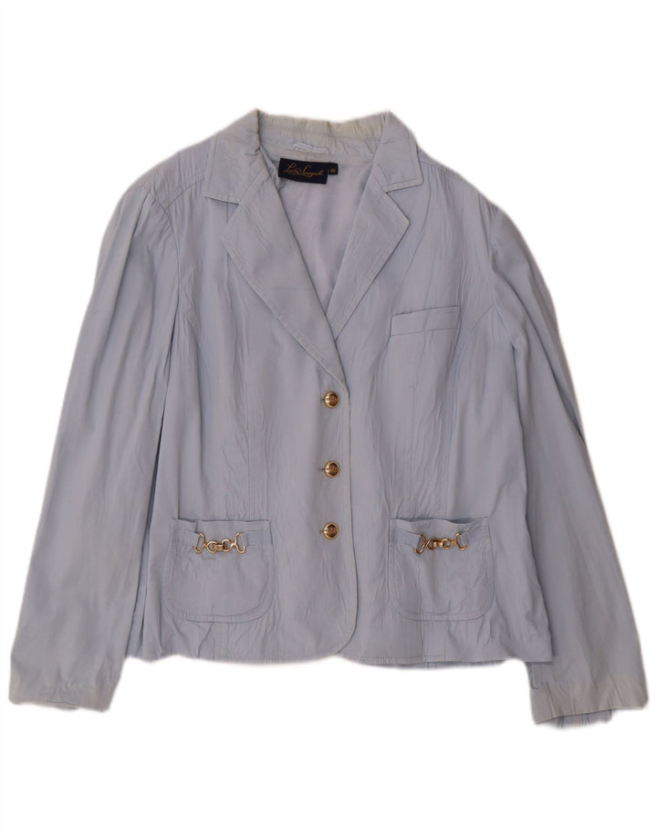 Luisa Spagnoli Womens 3 Button Blazer Jacket IT 48 XL Blue Cotton