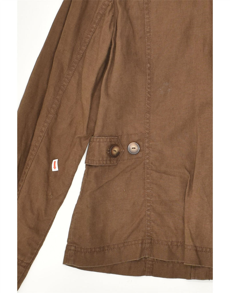 EDDIE BAUER Womens 5 Button Blazer Jacket UK 16 Large Brown Linen | Vintage Eddie Bauer | Thrift | Second-Hand Eddie Bauer | Used Clothing | Messina Hembry 