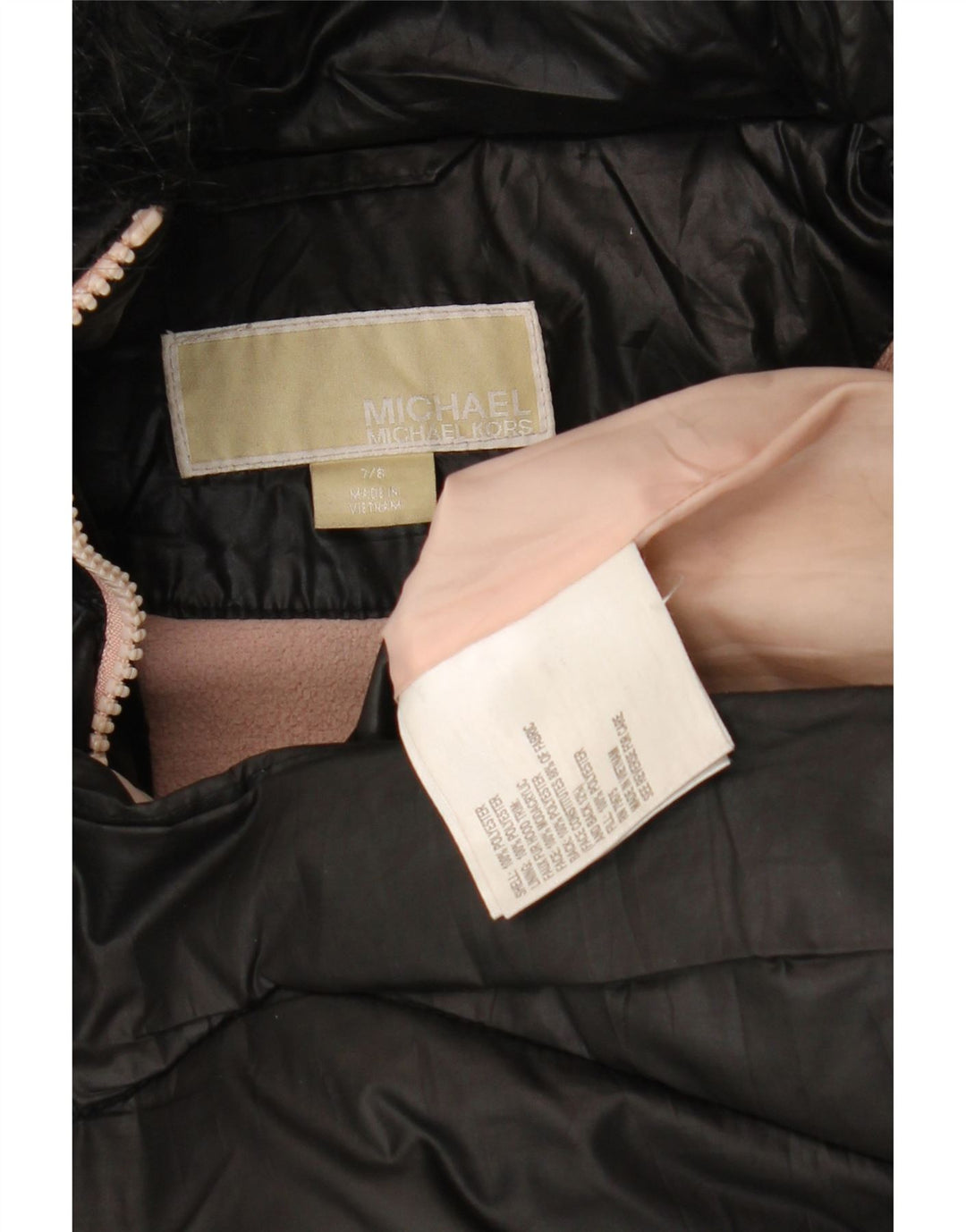 MICHAEL KORS Girls Hooded Padded Jacket 7-8 Years Black Polyester